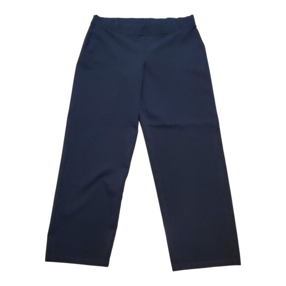 EILEEN FISHER SZ L Women's Pull-on Stretch Straight Leg Pants in Black - Picture 1 of 6